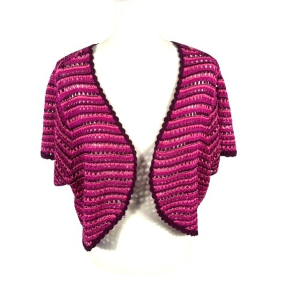 Liz Claiborne Knit Crochet Cardigan Shrug Bolero Fuchsia Pink Size 3XP Fushia - Picture 1 of 3